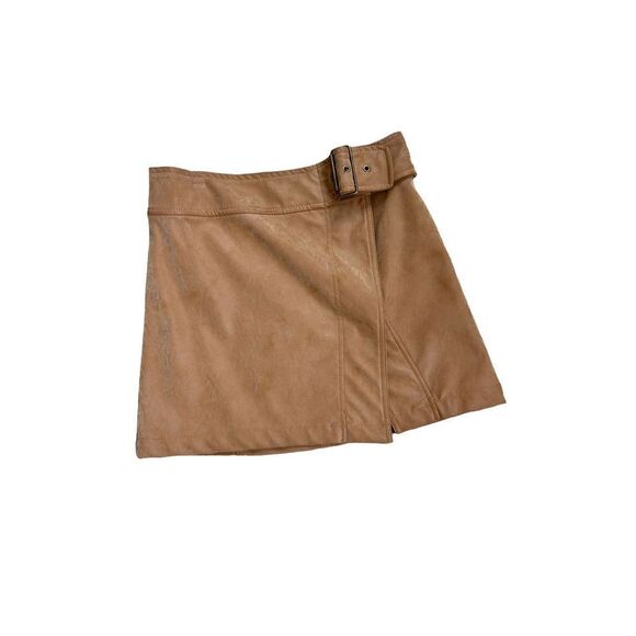Free People Ari Wrap Mini Skirt Buckle Camel Brown Women's Size 2 - Picture 1 of 7